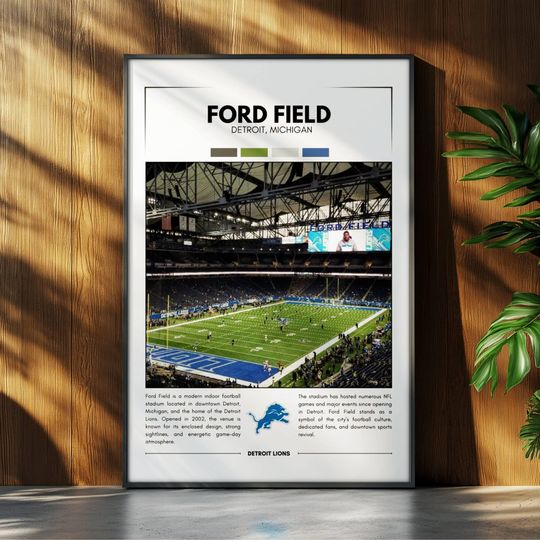 Discover Ford Field Stadium Poster | Detroit Lions Poster | football Stadium Poster | Sports Poster | Field Wall Art | Football Fan Gift Print