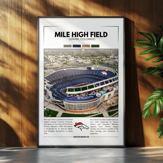 Discover Mile High Stadium Poster | Denver Broncos Poster | football Stadium Poster | Sports Poster | Field Wall Art | Football Fan Gift Print