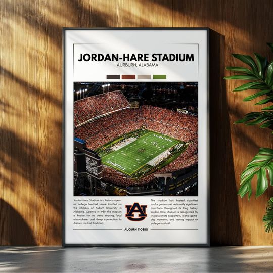 Discover Jordan-Hare Stadium Poster | Auburn Tigers Poster | football Stadium Poster | Sports Poster | Field Wall Art | Football Fan Gift Print