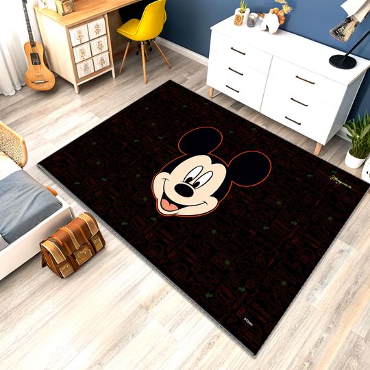 Discover Mickey Mouse Rug, Cotton Nursery Play Mat, Kids Room Decor