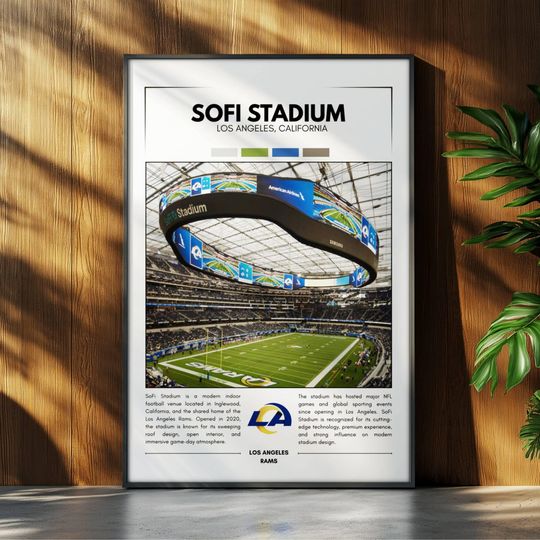 Discover SoFi Stadium Poster | Los Angeles Chargers Poster | football Stadium Poster | Sports Poster | Field Wall Art | Football Fan Gift Print