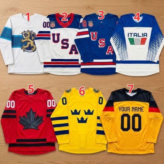 Discover CUSTOM Team Hockey Jersey, USA Germany Italia Canada Team, Personalized Country Jersey Name & Number Print Jersey, Sport Lover, Gift For Him