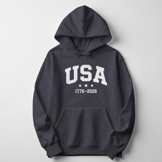Discover USA 250 Unisex Hooded Distressed Patriotic Shirt 1776 2026 American Anniversary Top July 4th Collegiate USA Birthday Hoodie