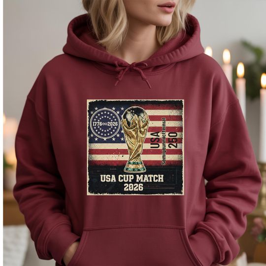 Discover America 250th Anniversary Soccer Cup Hoodie Patriotic US Flag