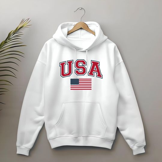 Discover USA Flag Hoodie: Patriotic American Pride , Proud American Sweatshirt, Or Hoodie, Handmade Unisex USA Shirt