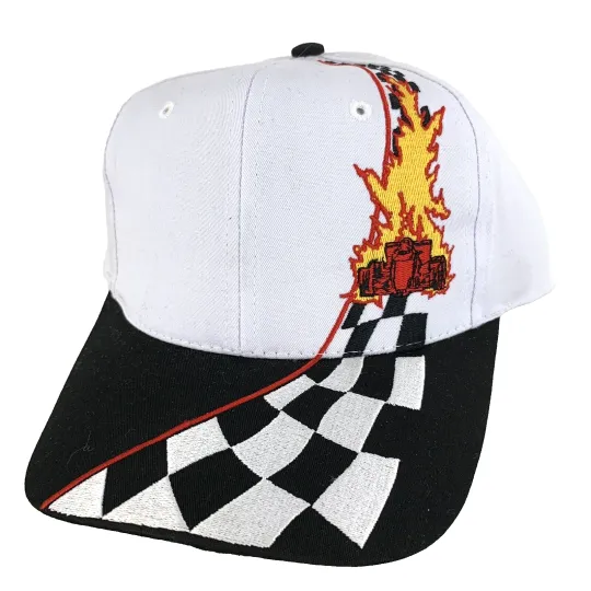 Discover Vtg Racing Indy Car Checkered Flag Hat AOP Logo Nascar Snap Back Baseball Cap