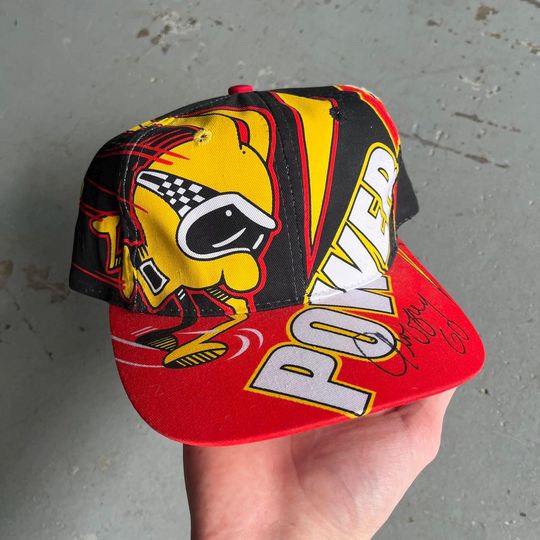 Discover Vintage 90s Geoffrey Bodine Signed Power Team NASCAR AOP Hat
