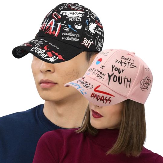 Discover Hip hop Baseball Cap Graphic Print Animated Logo Hat Funny Pop Art gift for him