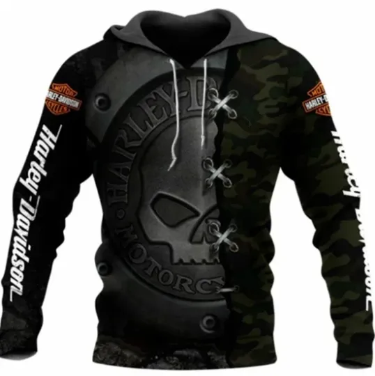 Discover Hot H davidson Motorcycles Polyester Full Print Hoodie for Women Men