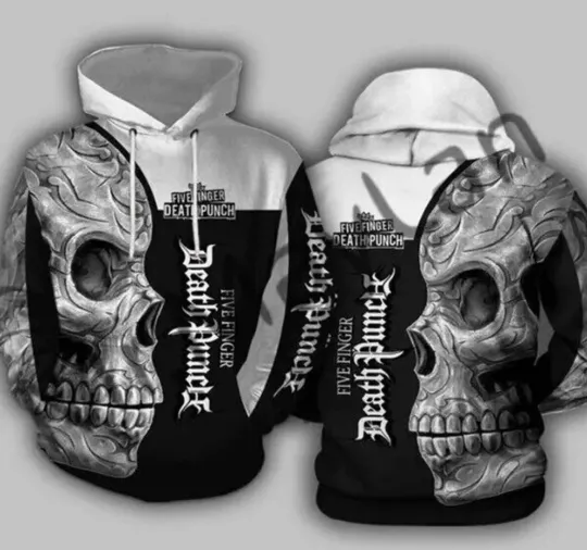 Five Finger Death Punch Band Skull Men 3D Printed Pullover Hoodie