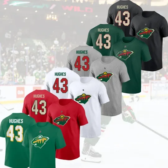 Discover Quinn Hughes #43 Minnesota 2025 Player Name & Number Fastshipping