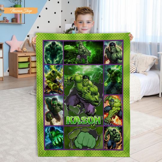 Discover Personalized Hulk Fleece Blanket: Superhero Birthday Gift