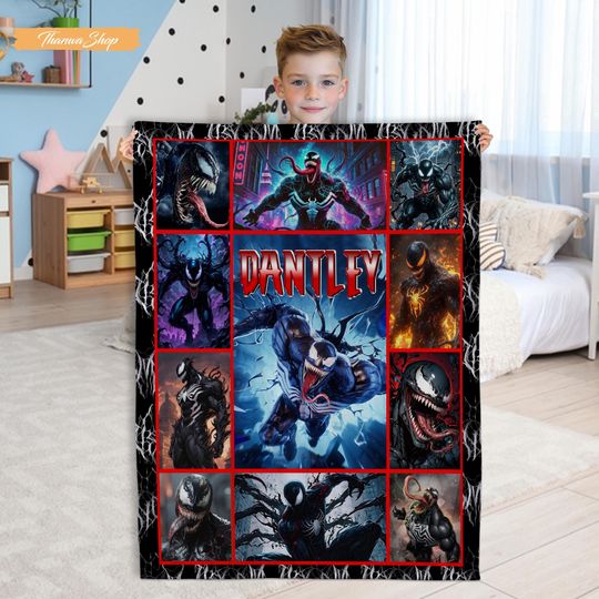 Personalized Venom Fleece Blanket: Custom Superhero Gift