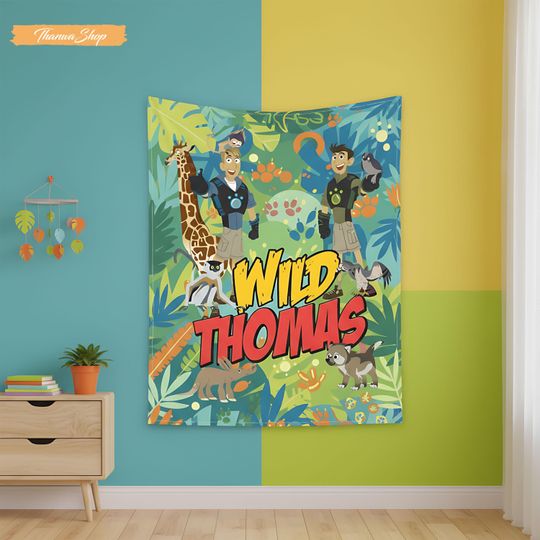 Discover Wild Kratts Kids Blanket, Custom Name Jungle Adventure Fleece Throw