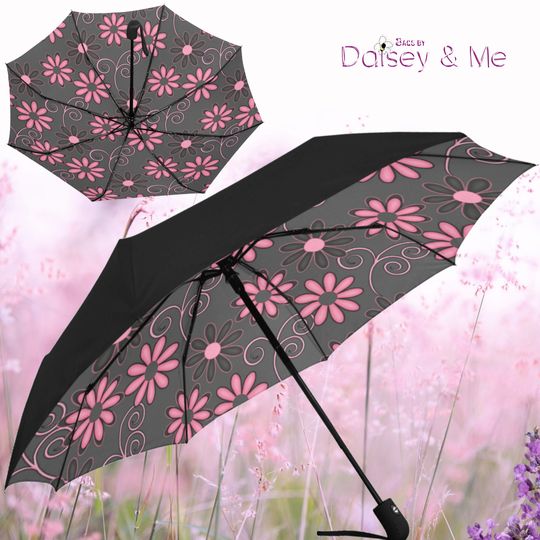 Chocolate Daisies Floral Umbrella, Daisy Chocolate Vegan Umbrella