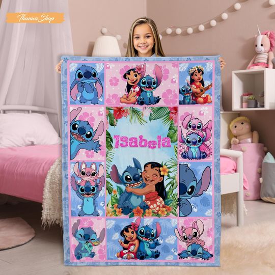 Discover Custom Lilo and Stitch Fleece Blanket: Personalized Name, Soft Plush