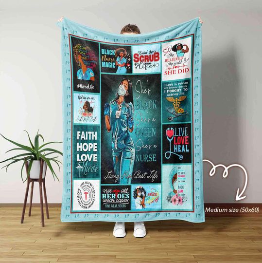 Discover She Is Black, She Is Queen, She Is Nurse Blanket, Blanket For Gift, Blanket For Christmas Present