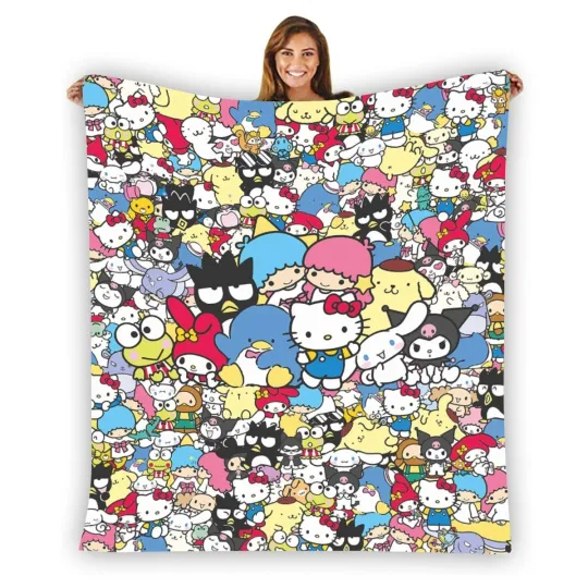 Discover Kawaii Cute Sweet Characters Warm Single-Side Printing Flannel Fleece Blanket
