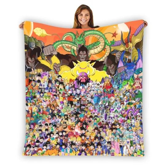 Dragon Ball Z Characters Warm Single-Side Printing Flannel Fleece Blanket