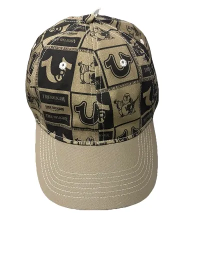 True Religión Men’s Tan/black AOP Baseball Cap One Size New