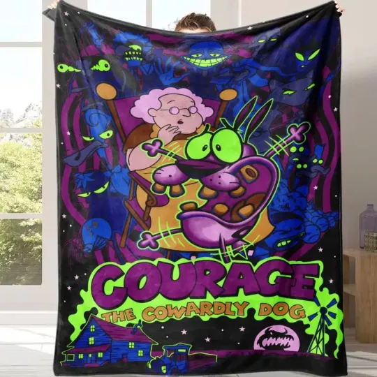 Discover Retro 90s Spooky Cartoon Dog Inspired Flannel Blanket Cozy Gift Throw