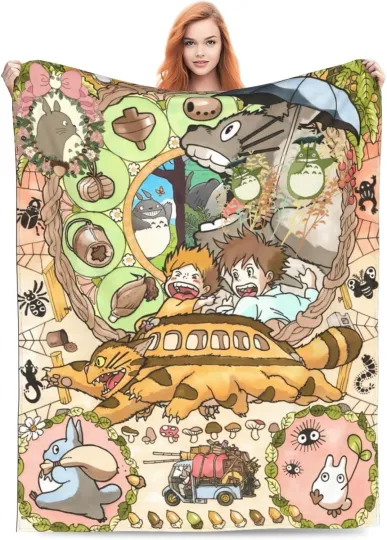 Discover Cute Forest Spirit Illustration Inspired Flannel Blanket Cozy Throw