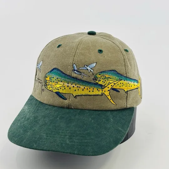 Discover Vintage Guy Harvey Hat Cap Mahi Mahi Fish Nature AOP 90’s Long Duck Bill Rare