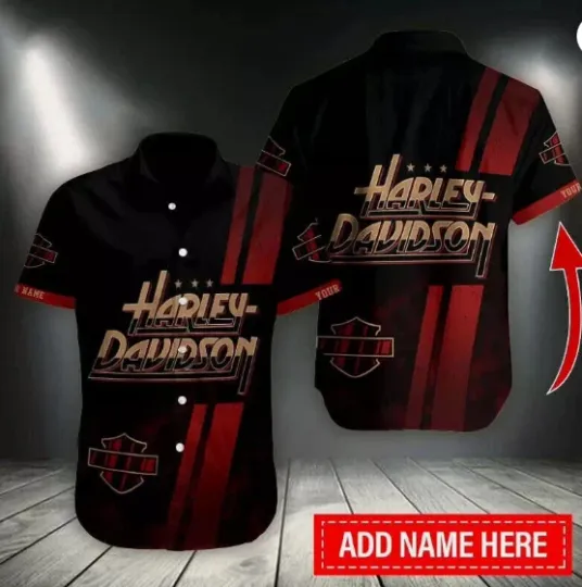 Discover Personalized Haarleyy Davidson 3D Hawaiian Shirt Custom Name Racing Aloha Top