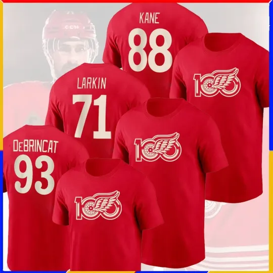 Discover Larkin, Kane, DeBrincat Detroit Centennial Player Name & Number Fans