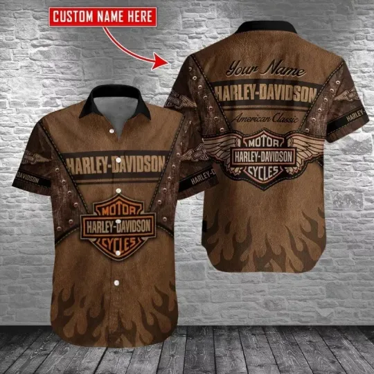 Discover Personalized Harley Motor Racing Davidson Casual Button Down Shirt