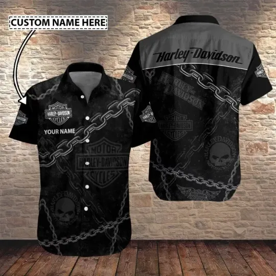 Discover Personalized Harley Motor Racing Davidson Casual Button Down Shirt