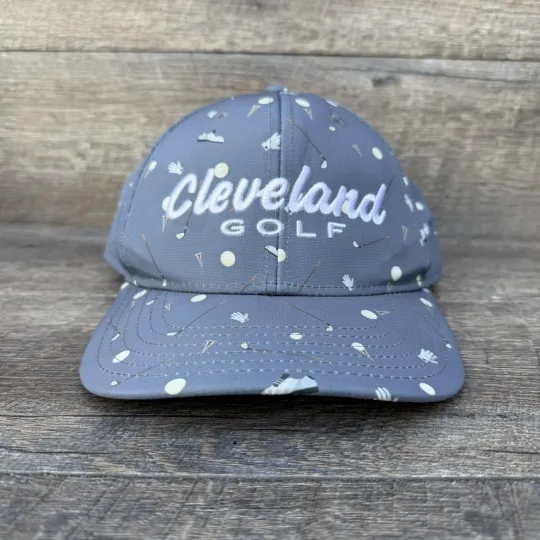 Discover Cleveland Golf Hat Cap Snap Back Mens One Size Gray Golf AOP Logo