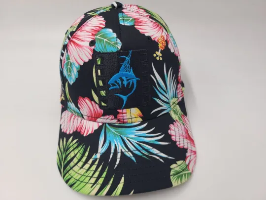 Discover Fish Logo Floral All Over Print AOP Otto Snapback Hat Cap Beach Men Women Black