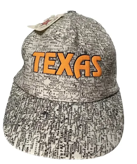 Discover Texas Map Roads Streets AOP Hat SnapBack Cap Brand New Orange Puff Print
