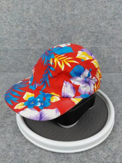 Discover Vintage Wendys Hawaiian Floral AOP Blank 4 Panel Trucker Hat Snapback Cap