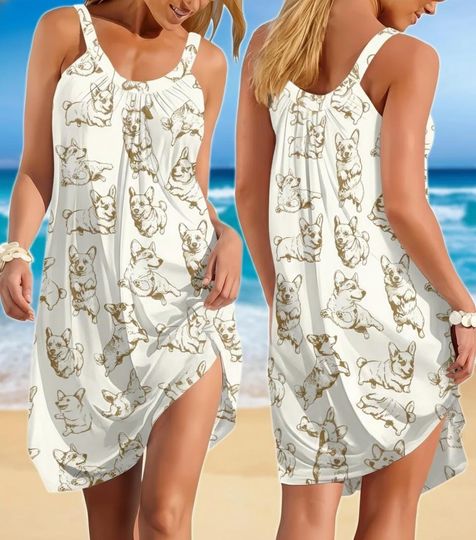 Discover Corgi Dog Women Dress, Corgi Dog Lover Women Dress, Funny Pet Lover Shirt, Cute Animal Beach Dress