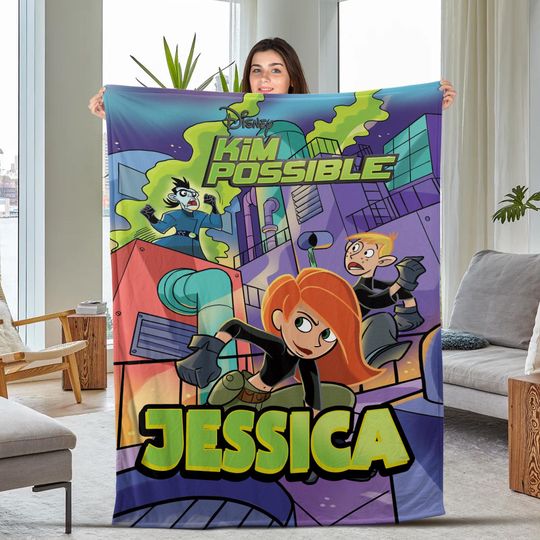 Kim Possible Blanket, Personalized Disney Kim Possible Blanket, Custom Name Blanket, Gift For Kids