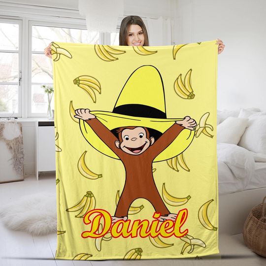 Discover Personalized Curious George Blanket Curious George Fleece Blanket | Curious George Birthday Gifts | Curious George Throw Blanket D1KP03