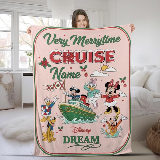 Discover Personalized All Characters Very Merrytime Cruises Disney Christmas Cruise Blanket, Mickey & Friends Xmas Trip, Family Cruise 2025 NGWP07