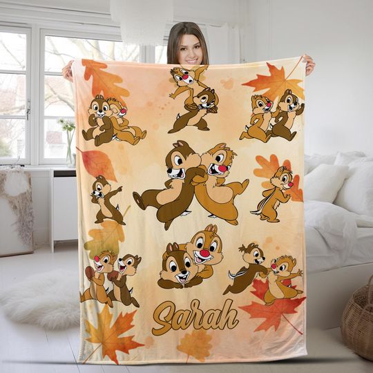 Personalized Disney Chip and Dale Blanket, Double Trouble Sibling Brother Blanket, Disney Couple
