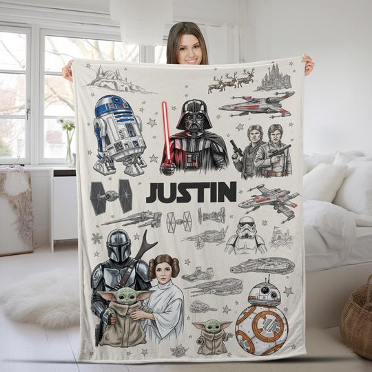 Discover Personalized Disney Star Wars Blanket, Walt Disney World Disneyland Sketch Galaxy' Edge Star Wars
