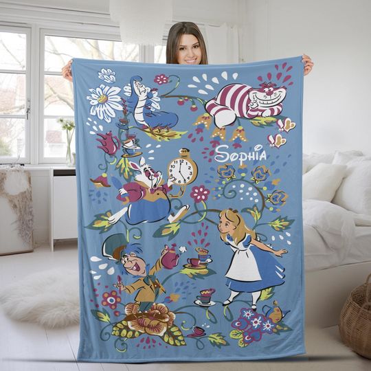 Discover Alice In Wonderland Fleece Blanket | Alice Cheshire Blanket | Alice In Wonderland Blanket