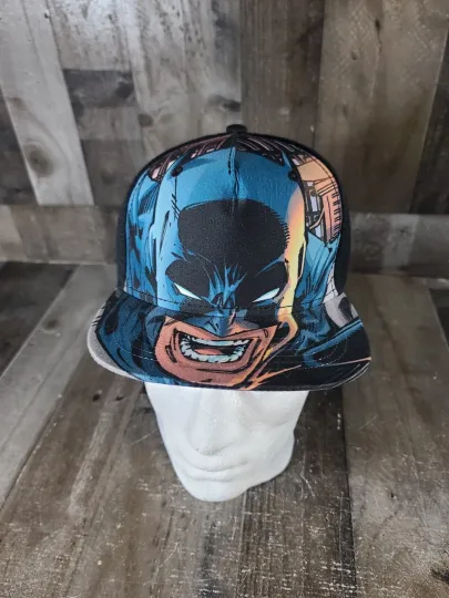 Discover Batman Snapback Baseball Cap Adult One Size Large Face AOP Bill