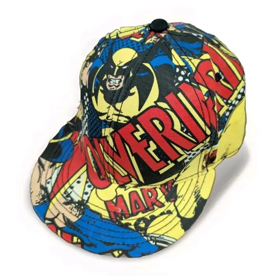 Discover Marvel Wolverine AOP Bioworld Hat L/XL 2009 All Over Print Cap Fitted Multicolor