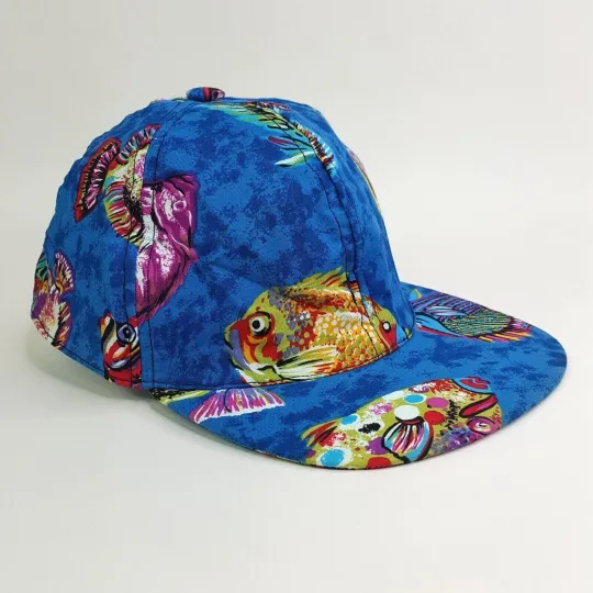 Discover Vintage Tropical Fish USA Snapback Adjustable AOP Hat Baseball Cap Retro 90s