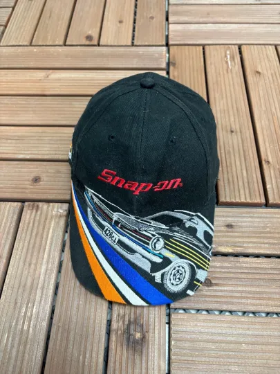 Discover Snap-On Muscle Vintage Black All Over Print AOP Hat Cap Strap Back