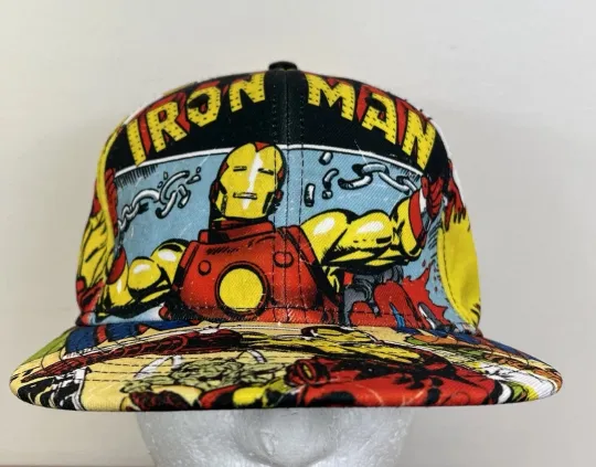 Marvel Iron Man Hat Cap All Over Print AOP Comic Graphic Stretch Fit OSFM