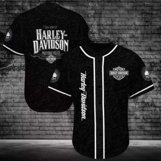 Discover Harley David-son Baseball Jersey With Sewn Trim For Mens