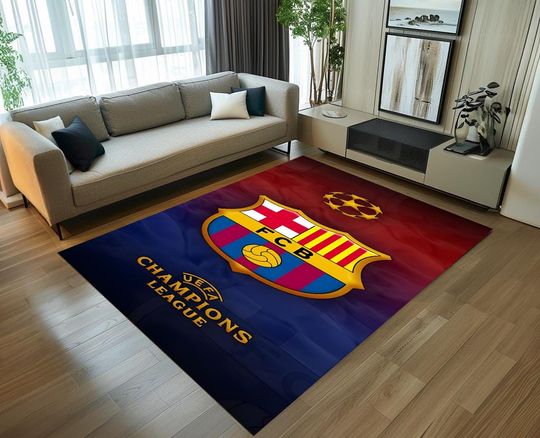 Discover Barcelona Rug, Teen Room Rug, Football Rug, Champions League Rug, Area Rug, Football Theme