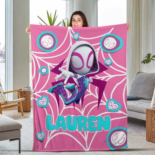 Discover Spidey Gwen Custom Name Bedding Set, Avenger Bedding, Spidey Gwen Blanket, Birthday Boy/Girl Gift CYJW21